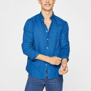Long Sleeve Solid Linen Shirt - New With Tags - NEVER WORN - Blue